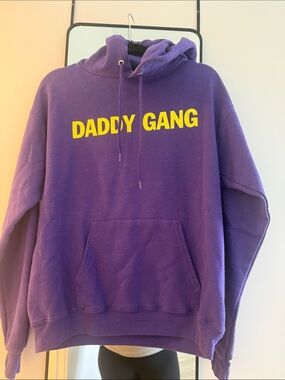 Hanes Purple Crewneck Sweatshirt with Yellow Chest Print